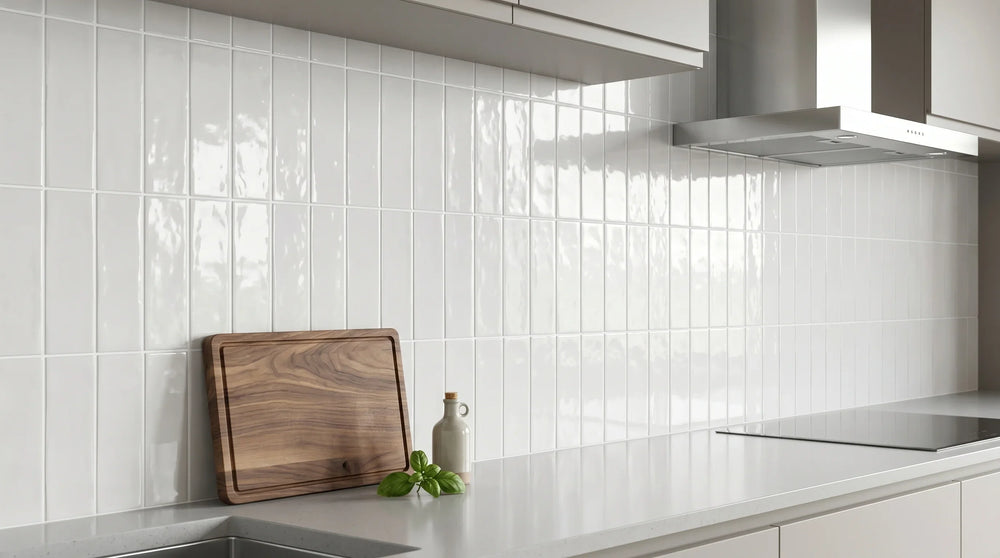 Andana 2x8 Subway Bone White Glossy Ceramic Loose Tile - Box of 5.4 Sq Ft - Sample