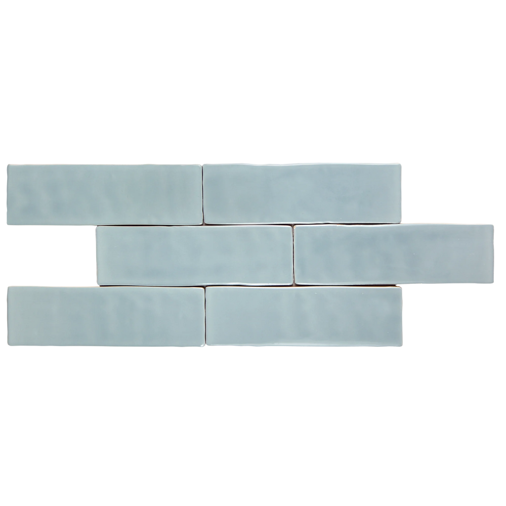 Andana 2x8 Subway Ice Blue Glossy Ceramic Loose Tile - Box of 5.4 Sq Ft