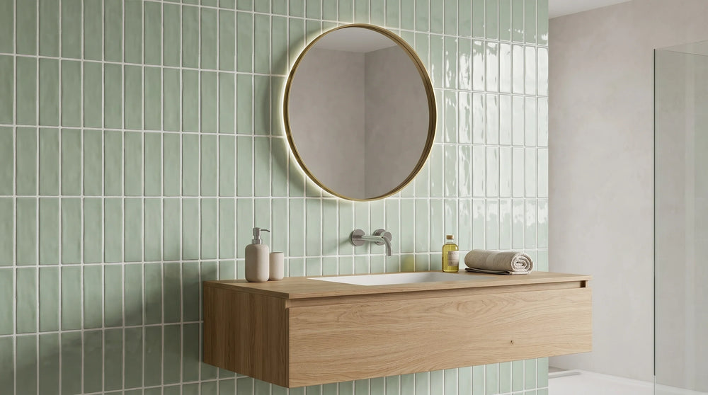 Andana 2x8 Subway Mint Green Glossy Ceramic Loose Tile - Box of 5.4 Sq Ft