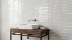 Andana 3x12 Subway Bone White Glossy Ceramic Loose Tile - Box of 5.4 Sq Ft - Sample