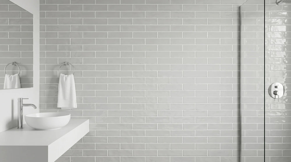 Andana 3x12 Subway Light Grey Glossy Ceramic Loose Tile - Box of 5.4 Sq Ft