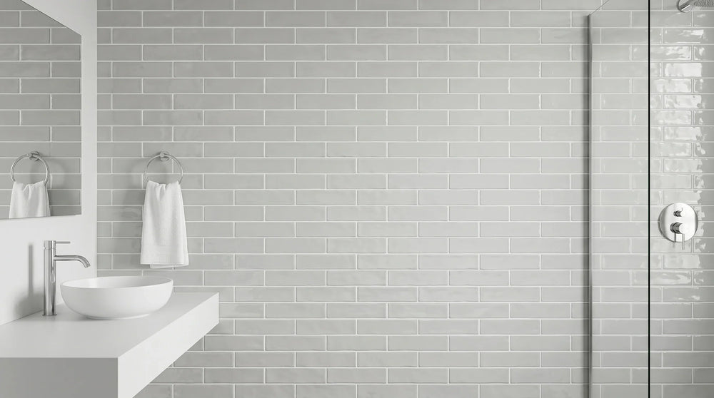Andana 3x12 Subway Light Grey Glossy Ceramic Loose Tile - Box of 5.4 Sq Ft - Sample