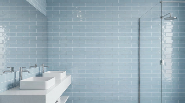 Andana 3x12 Subway Ice Blue Glossy Ceramic Loose Tile - Box of 5.4 Sq Ft