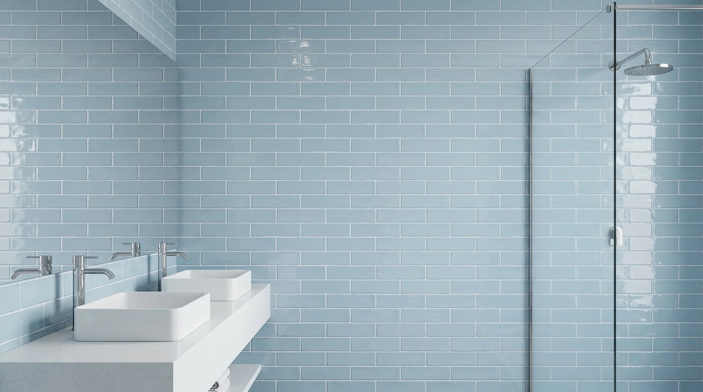Andana 3x12 Subway Ice Blue Glossy Ceramic Loose Tile - Box of 5.4 Sq Ft - Sample