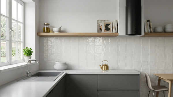 Andana 5x5 Subway Bone White Glossy Ceramic Loose Tile - Box of 6 Sq Ft - Sample