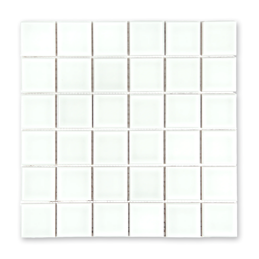 Andana 2x2 Square Classic White Ceramic Mosaic Tile - 12" x 12"