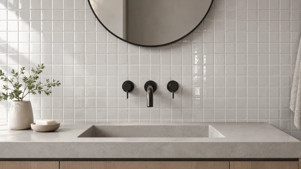 Andana 2x2 Square Light Grey Ceramic Mosaic Tile - 12" x 12"