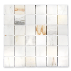 Aurora 2x2 Square Calacatta Gold Marble Mosaic Tile - 12" x 12"