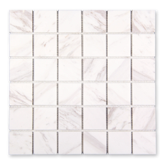 Aurora 2x2 Square Calacatta Grey Marble Mosaic Tile - 12" x 12"