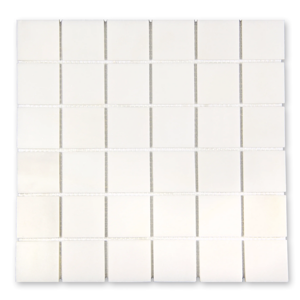 Aurora 2x2 Square Frost White Marble Mosaic Tile - 12" x 12"