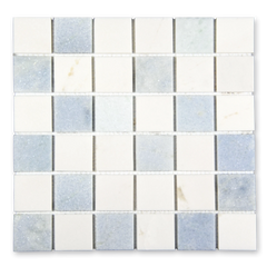 Aurora 2x2 Square Sky Blue Marble Mosaic Tile - 12" x 12"