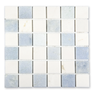 Aurora 2x2 Square Sky Blue Marble Mosaic Tile - 12" x 12"