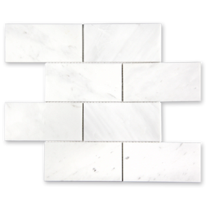 Aurora 3x6 Subway Frost White Marble Mosaic Tile - 12" x 12"