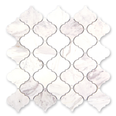 Aurora Arabesque Calacatta Grey Marble Mosaic Tile - 12.2" x 12.2"