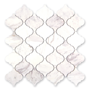 Aurora Arabesque Calacatta Grey Marble Mosaic Tile - 12.2" x 12.2"