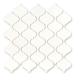 Aurora Arabesque Frost White Marble Mosaic Tile - 12.2" x 12.2"