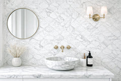 Aurora Arabesque Calacatta Grey Marble Mosaic Tile - Sample