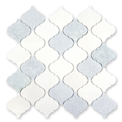 Aurora Arabesque Sky Blue Marble Mosaic Tile - 12.2" x 12.2"