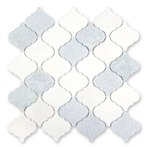 Aurora Arabesque Sky Blue Marble Mosaic Tile - 12.2" x 12.2"