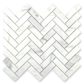 Aurora Herringbone Calacatta Grey Marble Mosaic Tile - 11