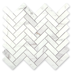 Aurora Herringbone Calacatta Grey Marble Mosaic Tile - 11" x 12.5"