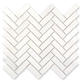 Aurora Herringbone Frost White Marble Mosaic Tile - 11