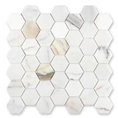 Aurora Hexagon Calacatta Gold Marble Mosaic Tile - 11.625 x 12"