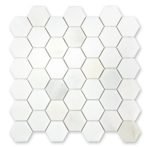 Aurora Hexagon Frost White Marble Mosaic Tile - 11.625 x 12"