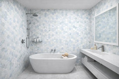 Aurora Hexagon Sky Blue Marble Mosaic Tile - 11.625 x 12" - Sample
