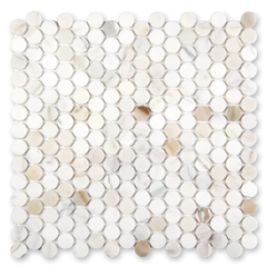Aurora Penny Round Calacatta Gold Marble Mosaic Tile - 11.6" x 12"