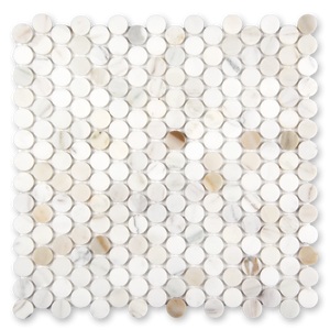 Aurora Penny Round Calacatta Gold Marble Mosaic Tile - 11.6" x 12"