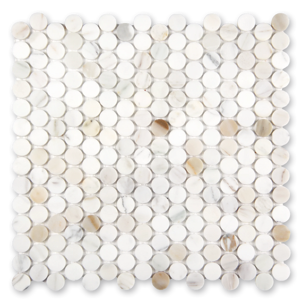 Aurora Penny Round Calacatta Gold Marble Mosaic Tile - 11.6" x 12"