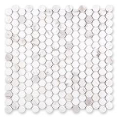 Aurora Penny Round Calacatta Grey Marble Mosaic Tile - 11.6" x 12"