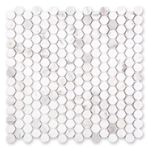 Aurora Penny Round Calacatta Grey Marble Mosaic Tile - 11.6" x 12"