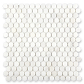 Aurora Penny Round Frost White Marble Mosaic Tile - 11.6