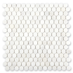 Aurora Penny Round Frost White Marble Mosaic Tile - 11.6" x 12"
