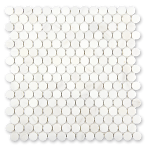 Aurora Penny Round Frost White Marble Mosaic Tile - 11.6" x 12"