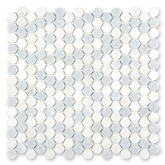 Aurora Penny Round Sky Blue Marble Mosaic Tile - 11.6" x 12"