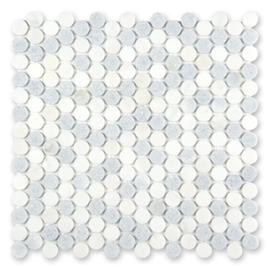 Aurora Penny Round Sky Blue Marble Mosaic Tile - 11.6" x 12"