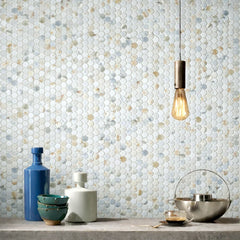 Aurora Penny Round Calacatta Gold Marble Mosaic Tile - 11.6" x 12" - Sample