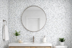 Aurora Penny Round Calacatta Grey Marble Mosaic Tile - 11.6" x 12"