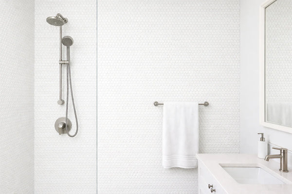 Aurora Penny Round Frost White Marble Mosaic Tile - 11.6" x 12"