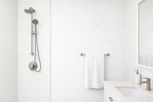 Aurora Penny Round Frost White Marble Mosaic Tile - 11.6" x 12" - Sample