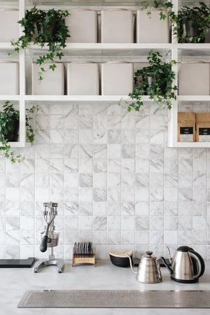 Aurora 2x2 Square Calacatta Grey Marble Mosaic Tile - 12" x 12"