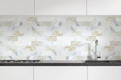 Aurora 3x6 Subway Calacatta Gold Marble Mosaic Tile - 12" x 12" - Sample