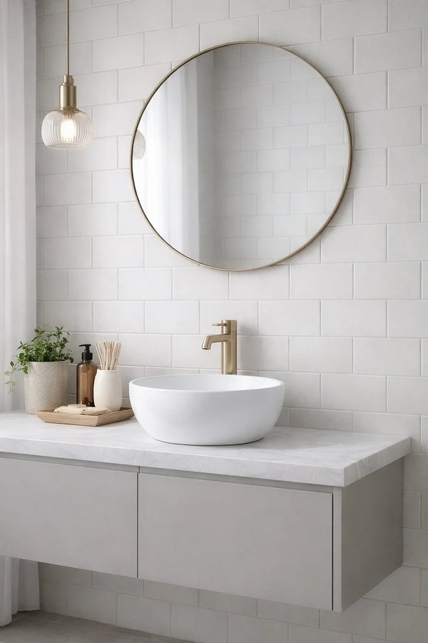 Aurora 3x6 Subway Frost White Marble Mosaic Tile - 12" x 12"