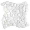 Driftglass Pebble Hot Glass Frost White Mosaic Tile - 11.5
