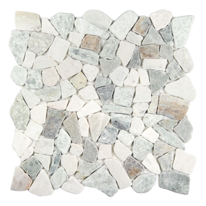 Earthisan Sliced Stone Sage Green Mosaic Tile – 12" x 12"