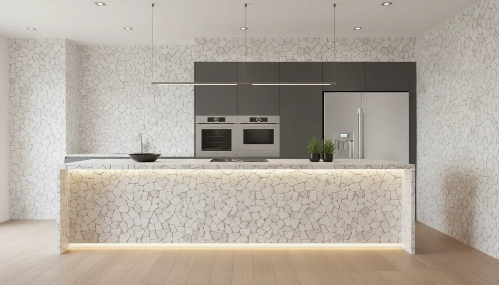 Earthisan Sliced Stone Calacatta Grey Mosaic Tile – 12" x 12"