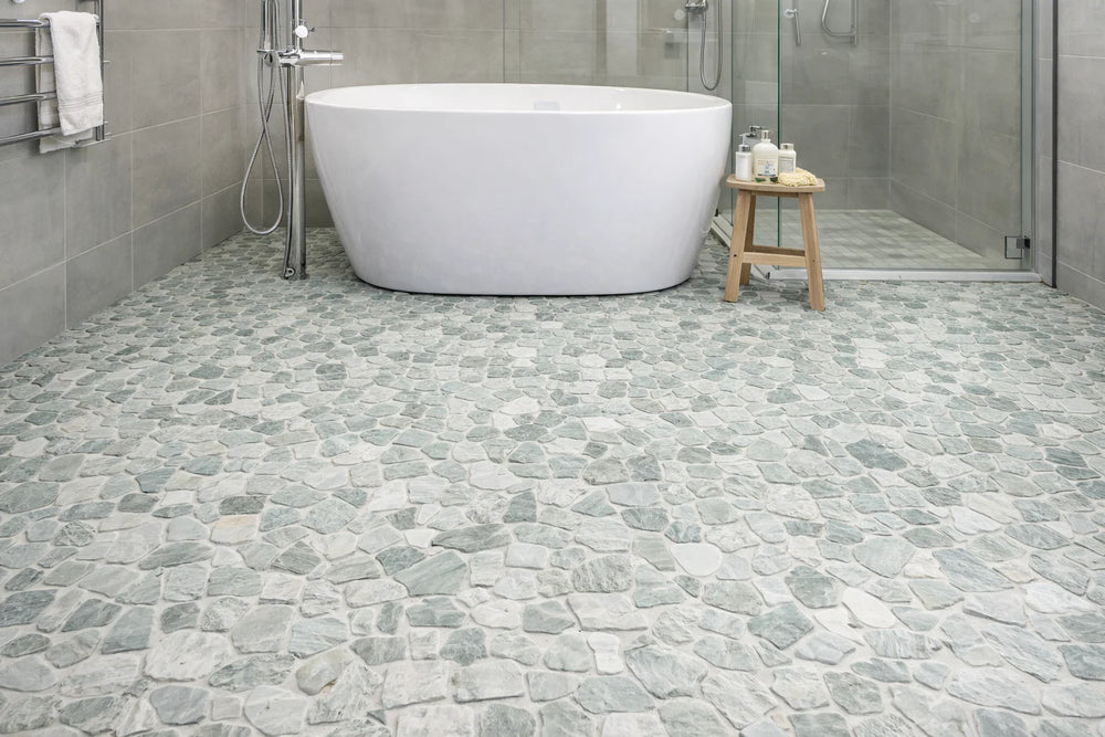 Earthisan Sliced Stone Sage Green Mosaic Tile – 12" x 12"